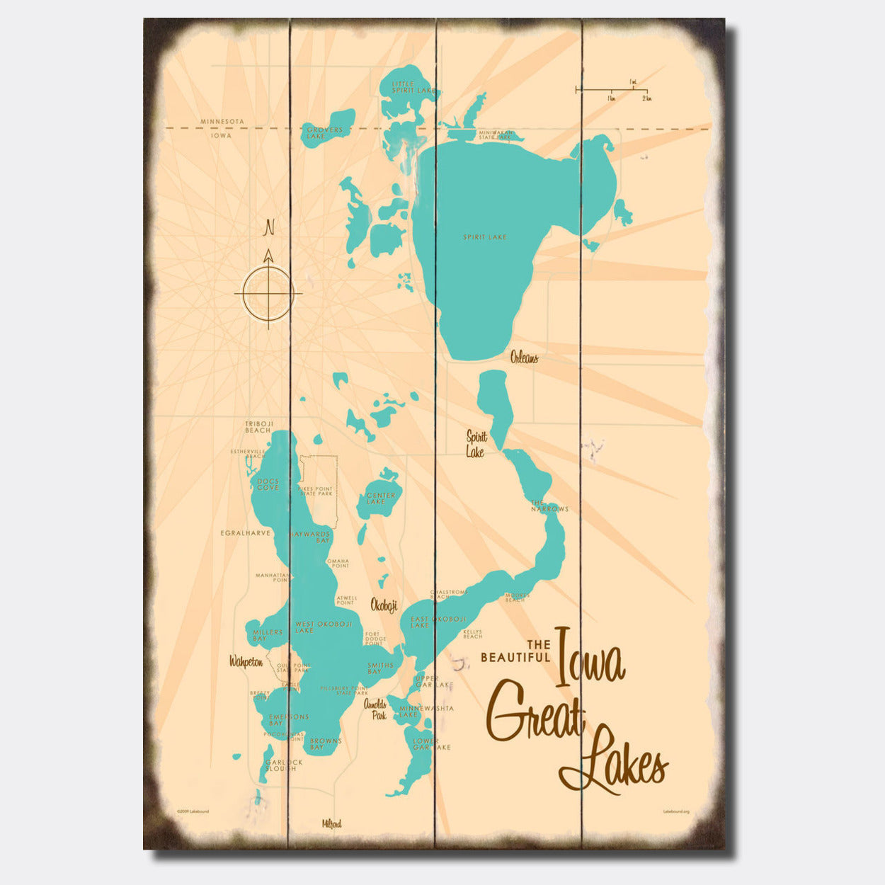 Iowa Great Lakes, Sign Map Art