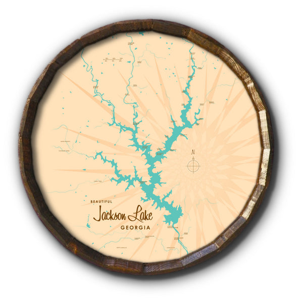 Jackson Lake Georgia, Barrel End Map Art
