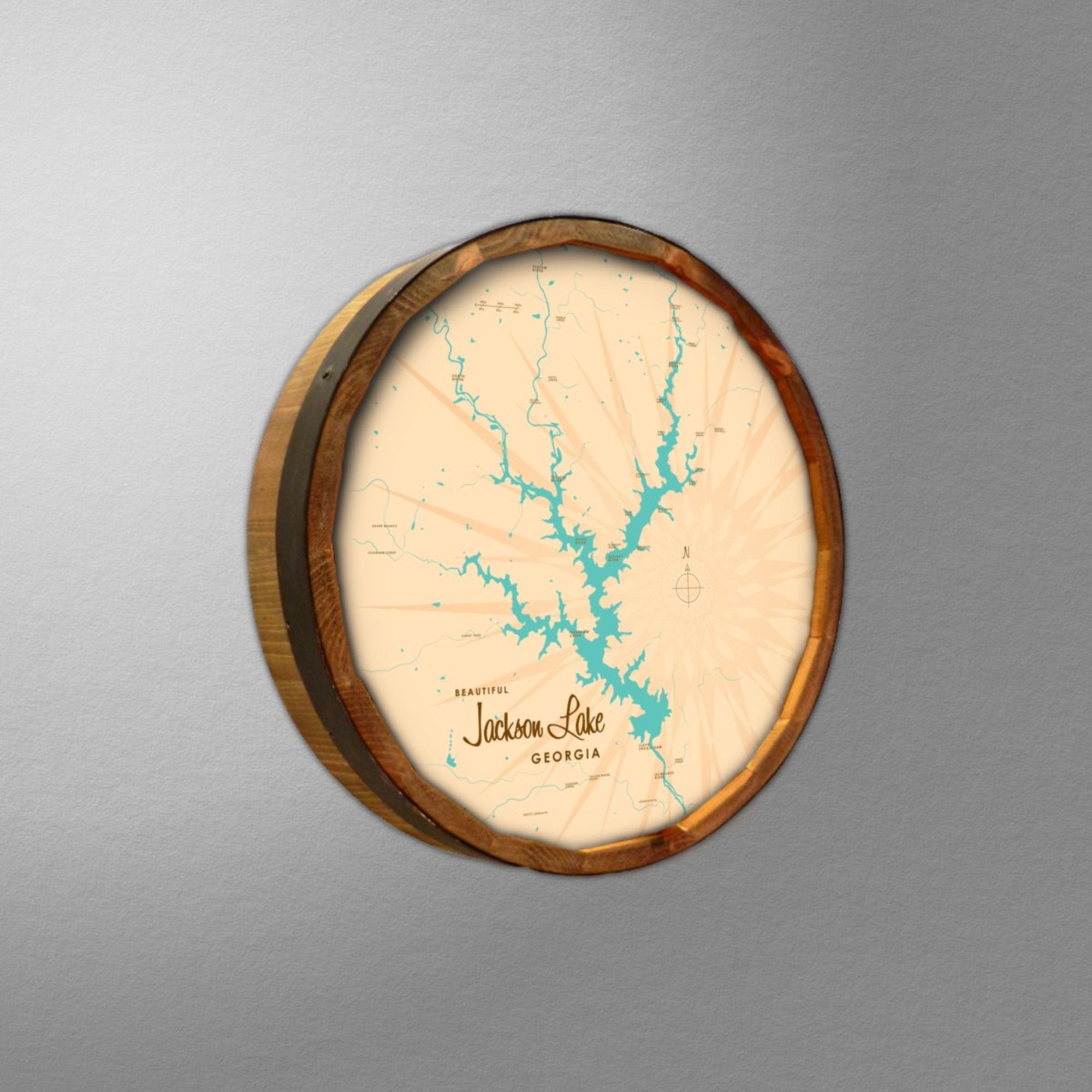 Jackson Lake Georgia, Barrel End Map Art
