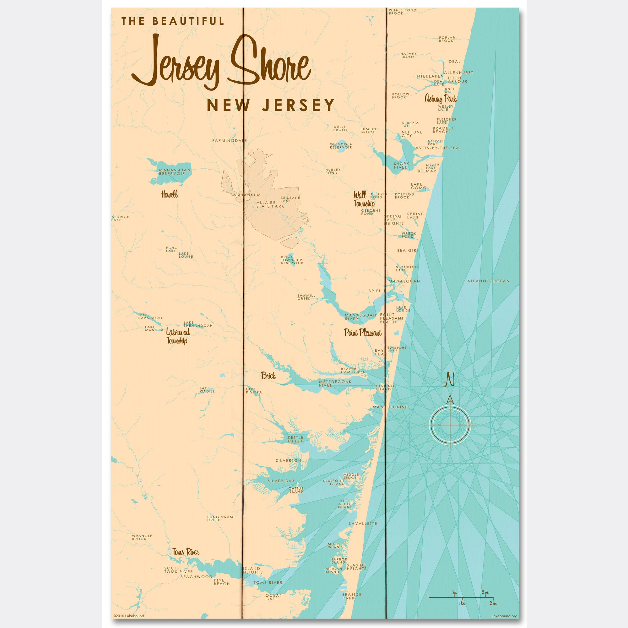 Jersey Shore New Jersey, Wood Sign Map Art