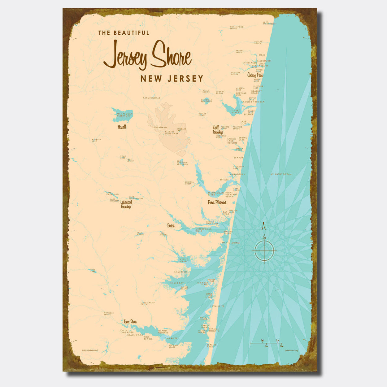 Jersey Shore New Jersey, Sign Map Art