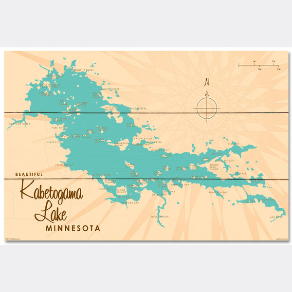 Kabetogama Lake Minnesota, Wood Sign Map Art