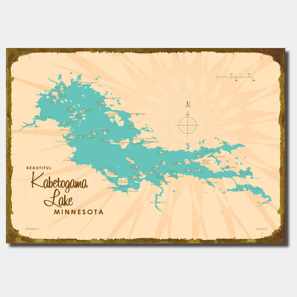 Kabetogama Lake Minnesota, Sign Map Art