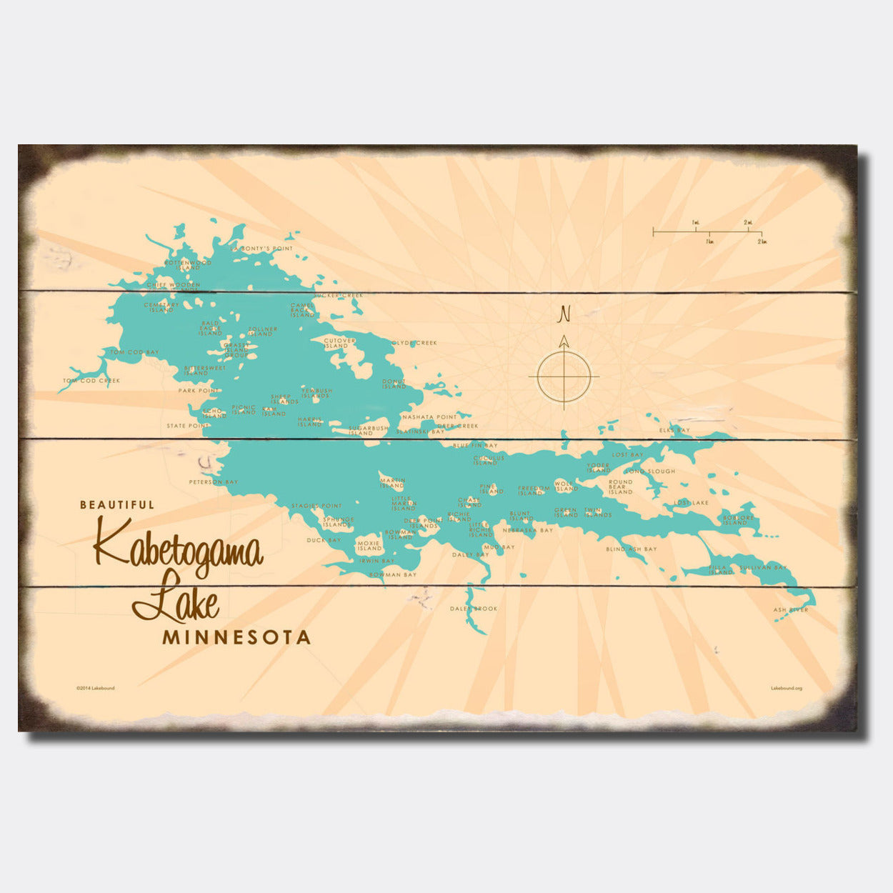 Kabetogama Lake Minnesota, Sign Map Art
