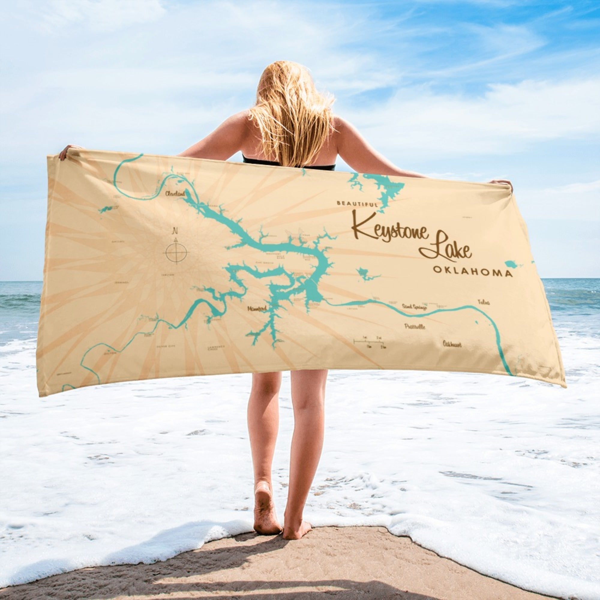 Keystone Lake Oklahoma Beach Towel