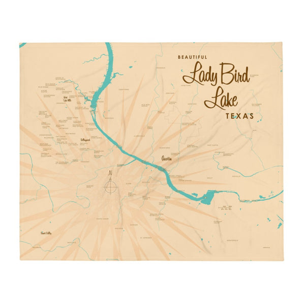 Lady Bird Lake Texas Throw Blanket