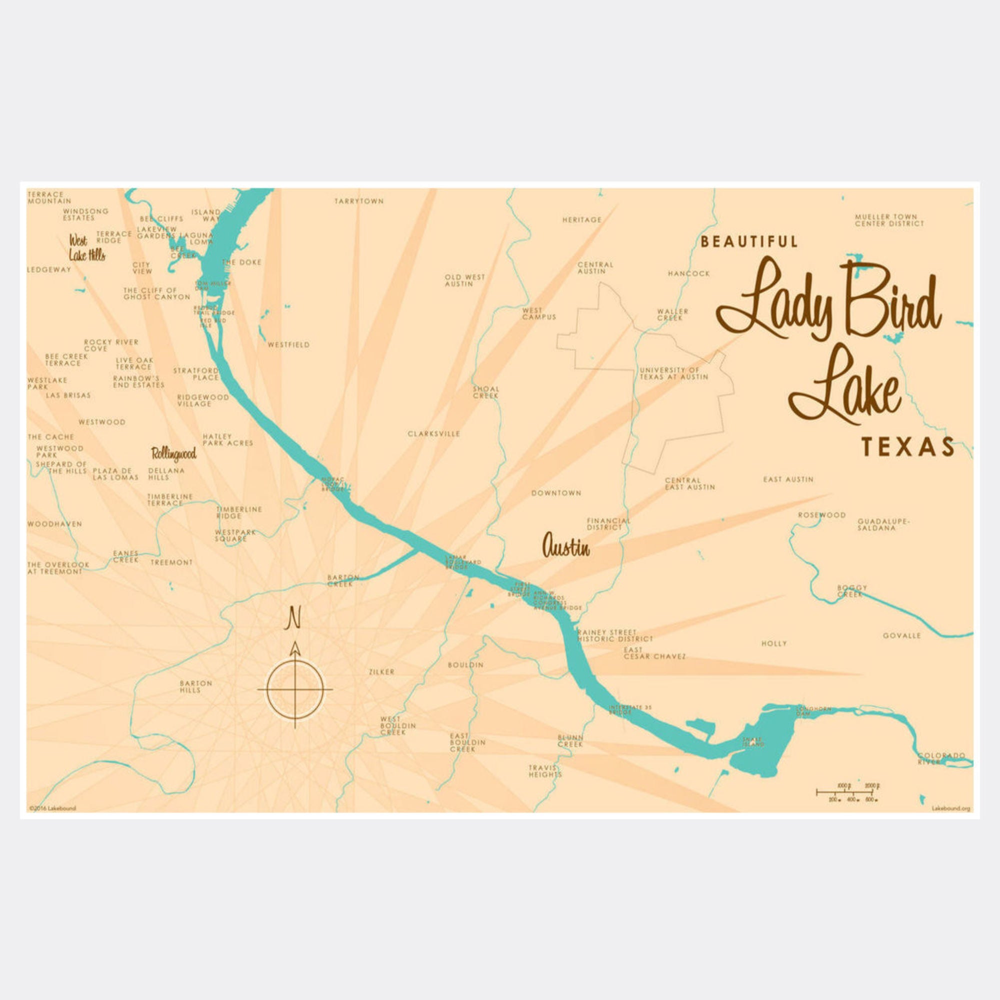 Lady Bird Lake Texas, Paper Print