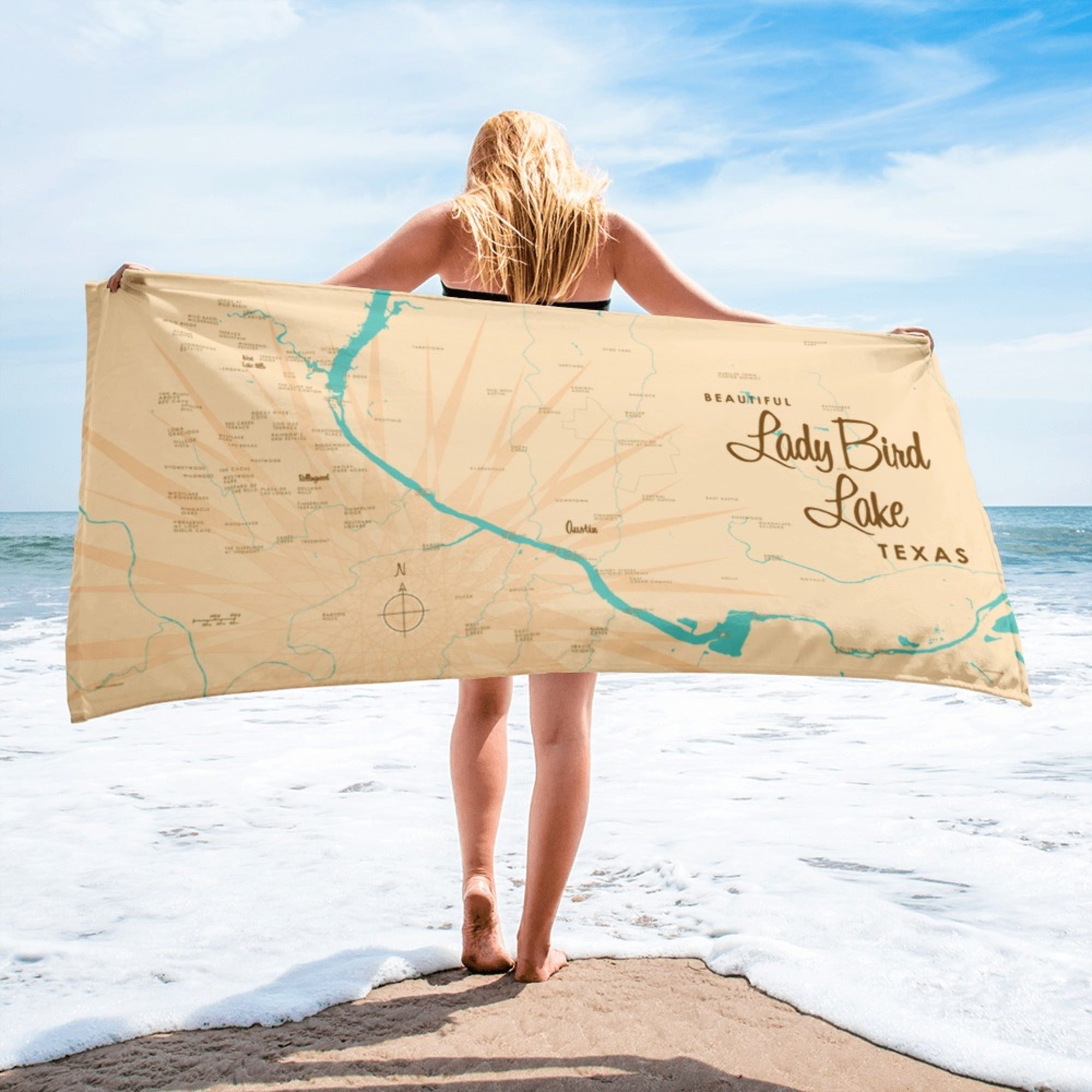 Lady Bird Lake Texas Beach Towel