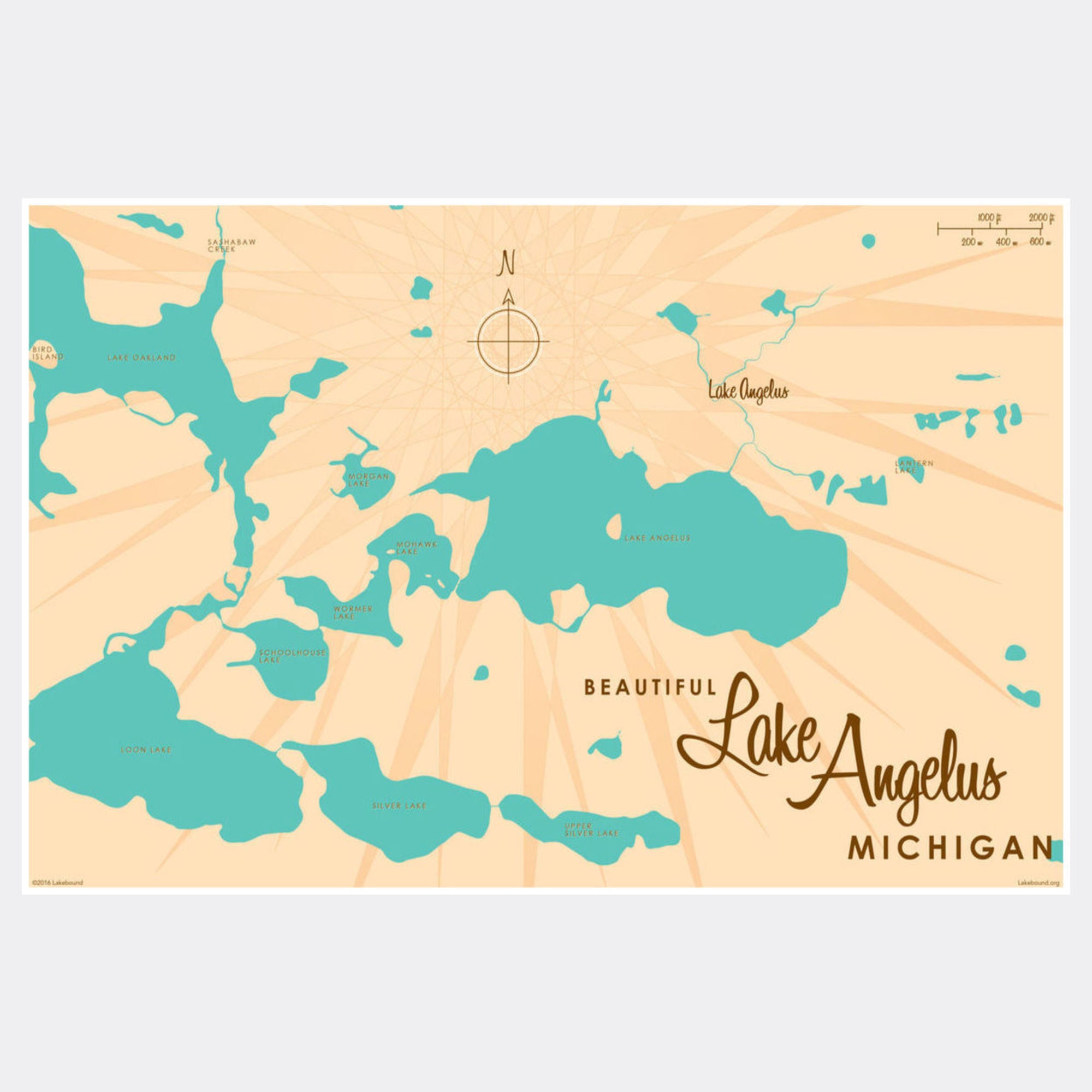 Lake Angelus Michigan, Paper Print