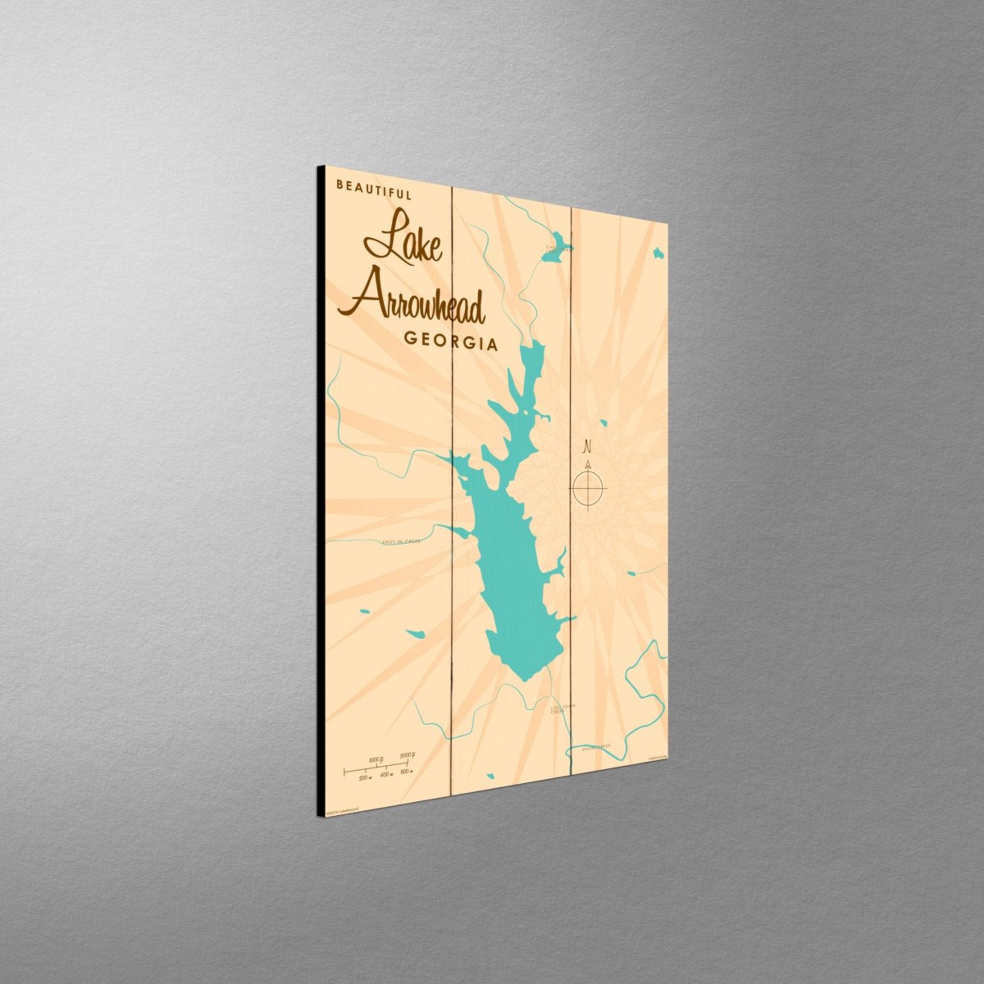 Lake Arrowhead Georgia, Wood Sign Map Art