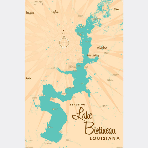 Lake Bistineau Louisiana, Metal Sign Map Art
