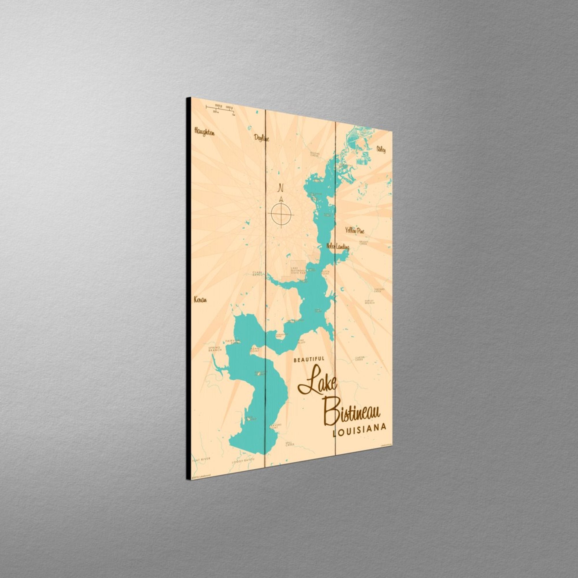 Lake Bistineau Louisiana, Wood Sign Map Art