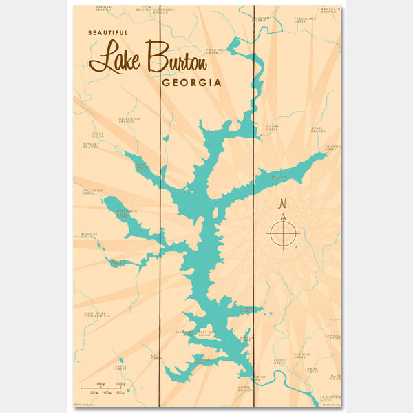 Lake Burton Georgia, Wood Sign Map Art