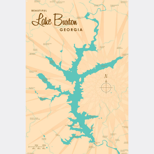 Lake Burton Georgia, Metal Sign Map Art
