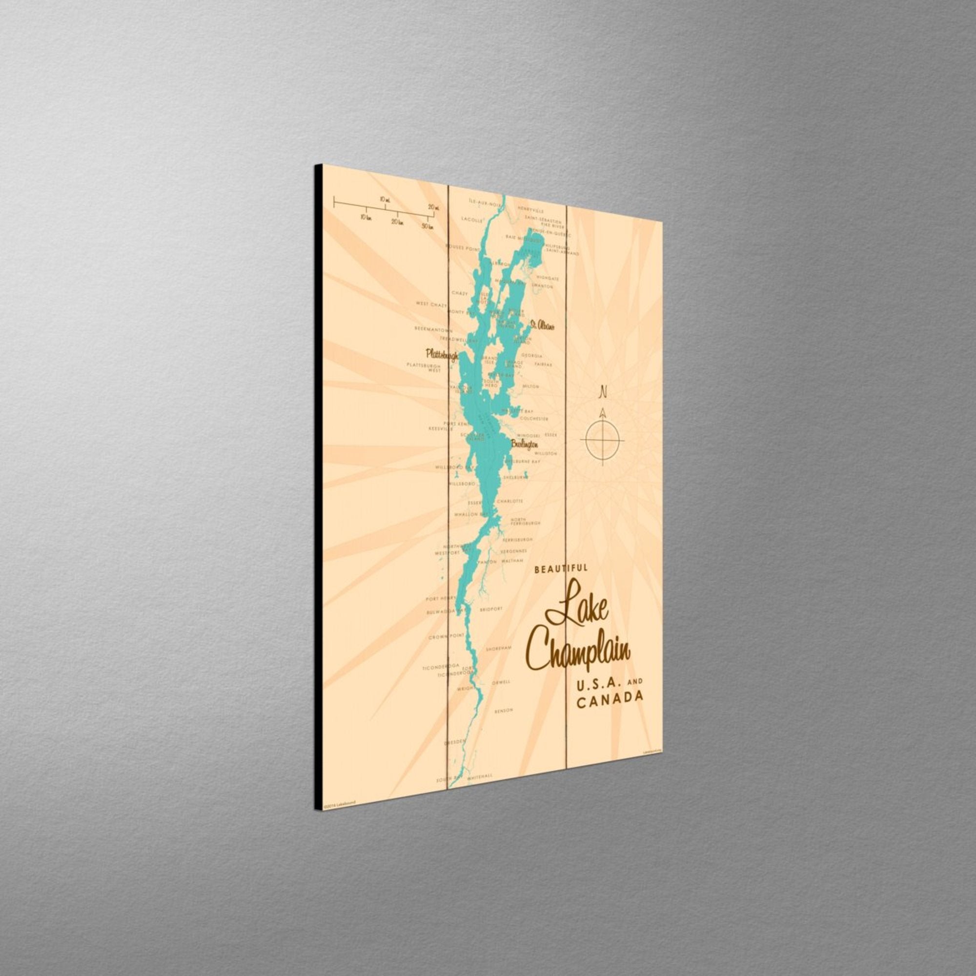 Lake Champlain New York, Wood Sign Map Art