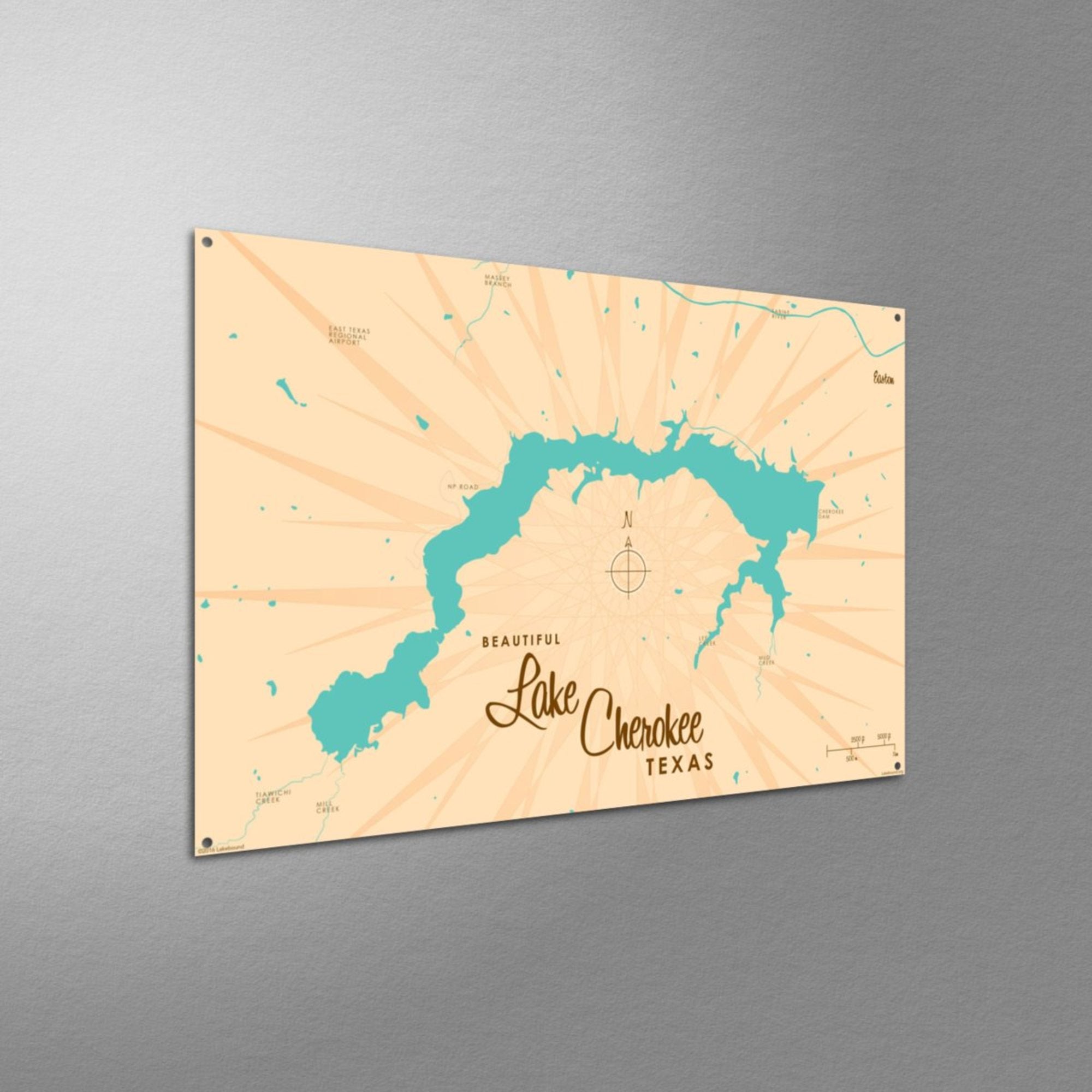 Lake Cherokee Texas, Metal Sign Map Art