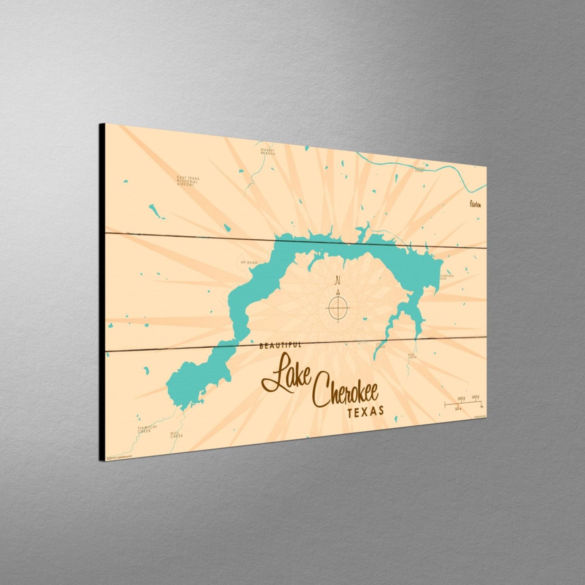 Lake Cherokee Texas, Wood Sign Map Art