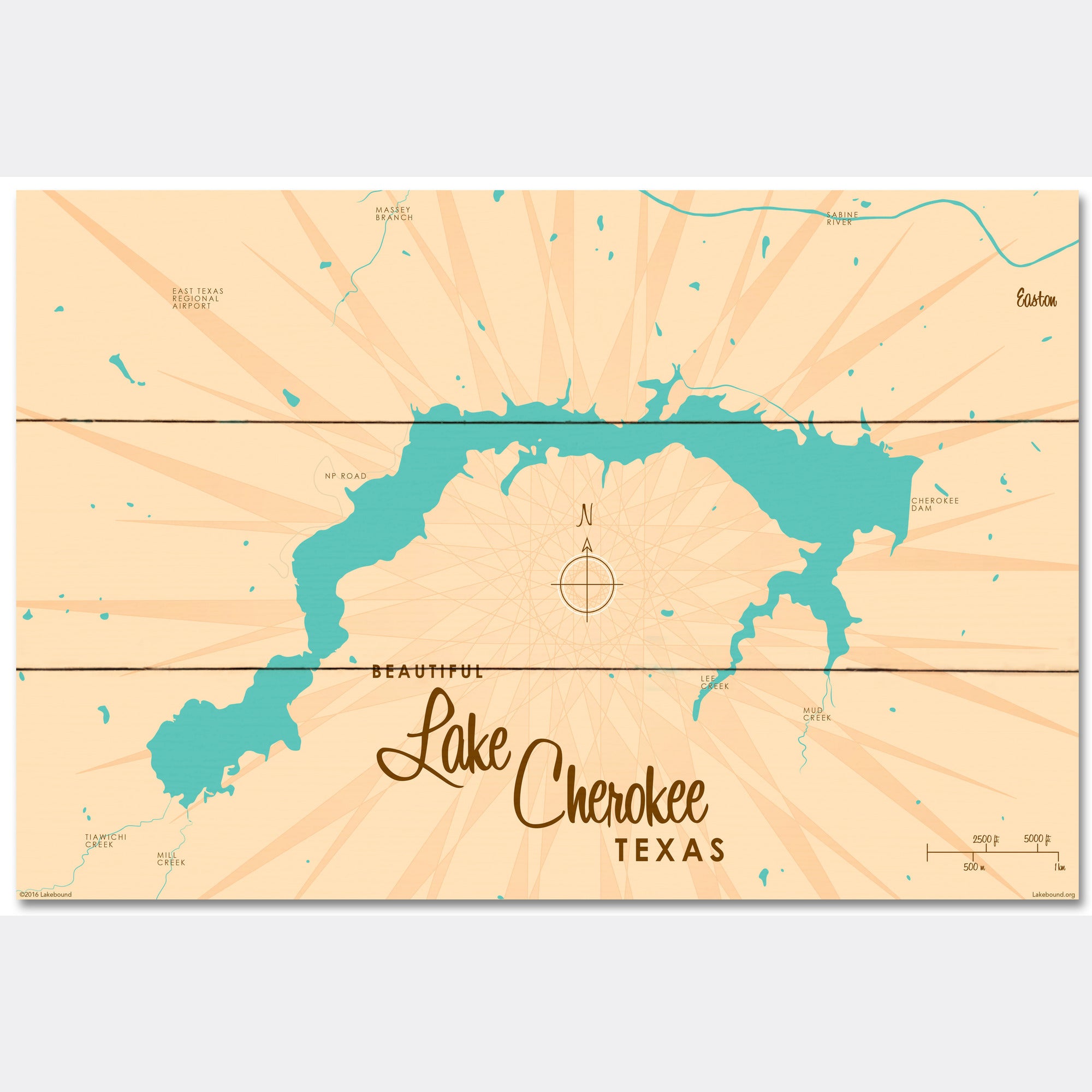 Lake Cherokee Texas, Wood Sign Map Art
