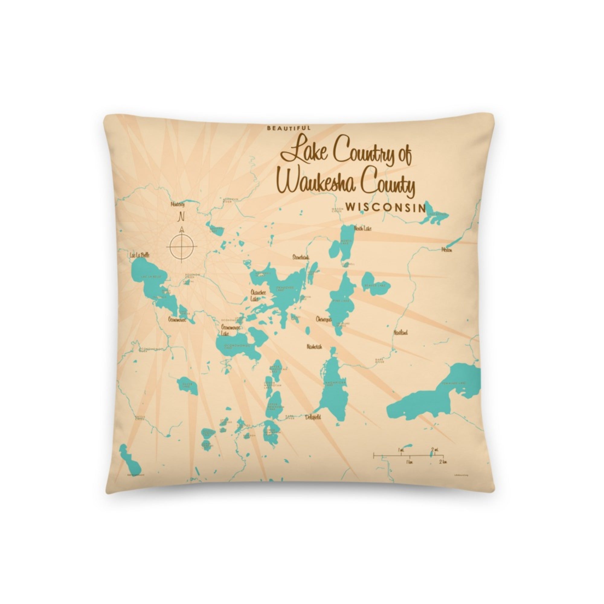 Lake Country of Waukesha County Wisconsin Pillow