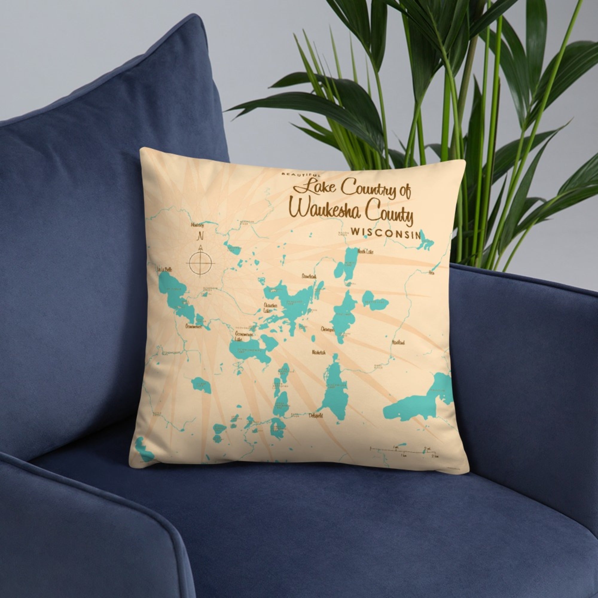 Lake Country of Waukesha County Wisconsin Pillow