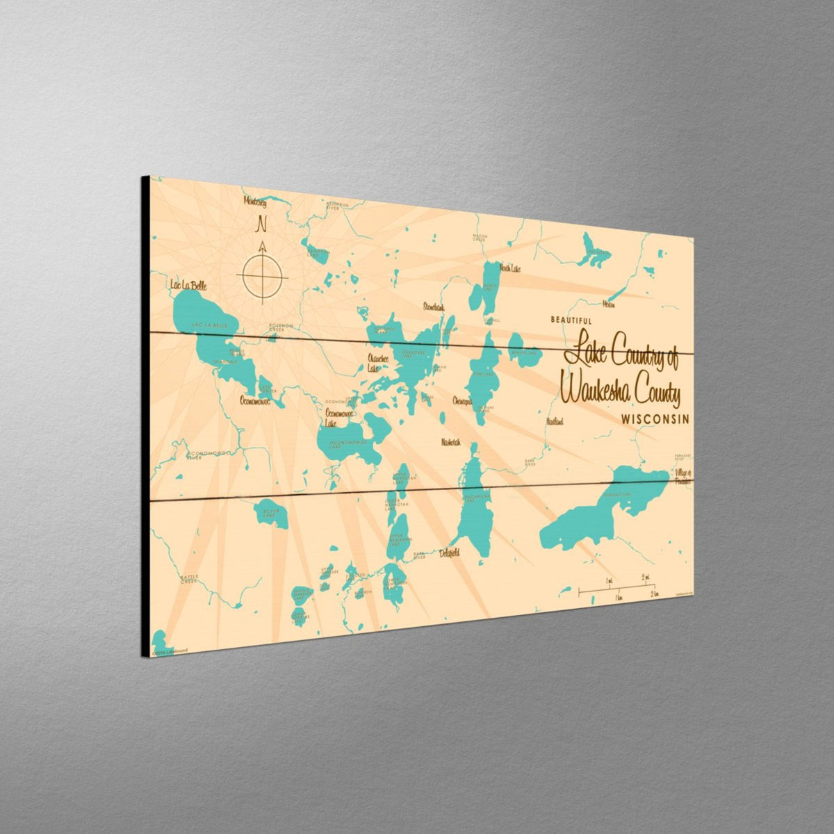 Lake Country Waukesha County Wisconsin, Lake Map Wood Sign – Lakebound®