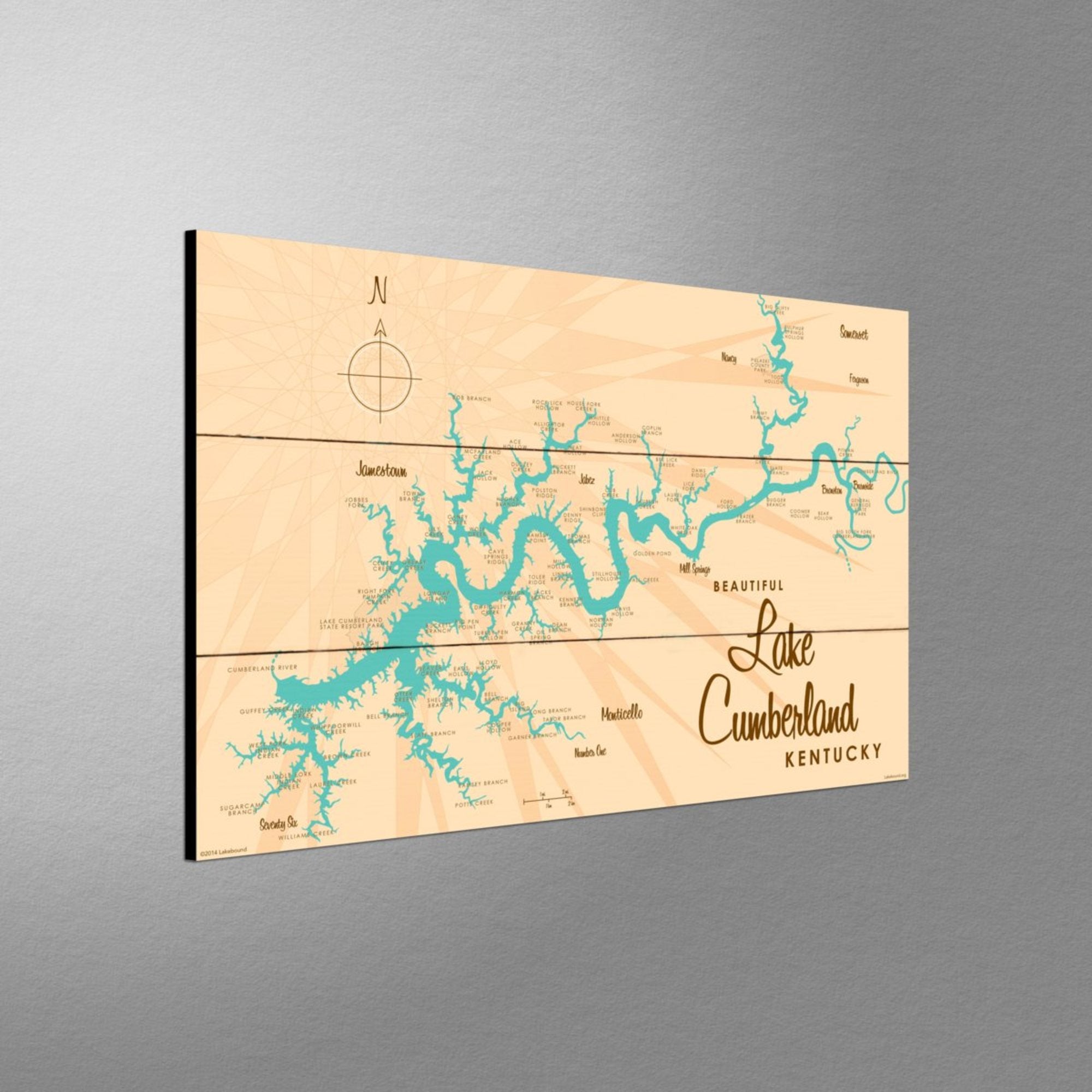 Lake Cumberland Kentucky, Wood Sign Map Art