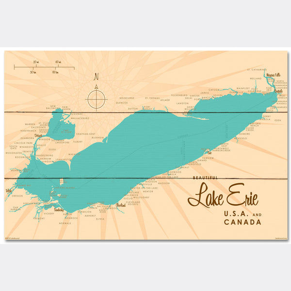 Lake Erie Ohio, Wood Sign Map Art