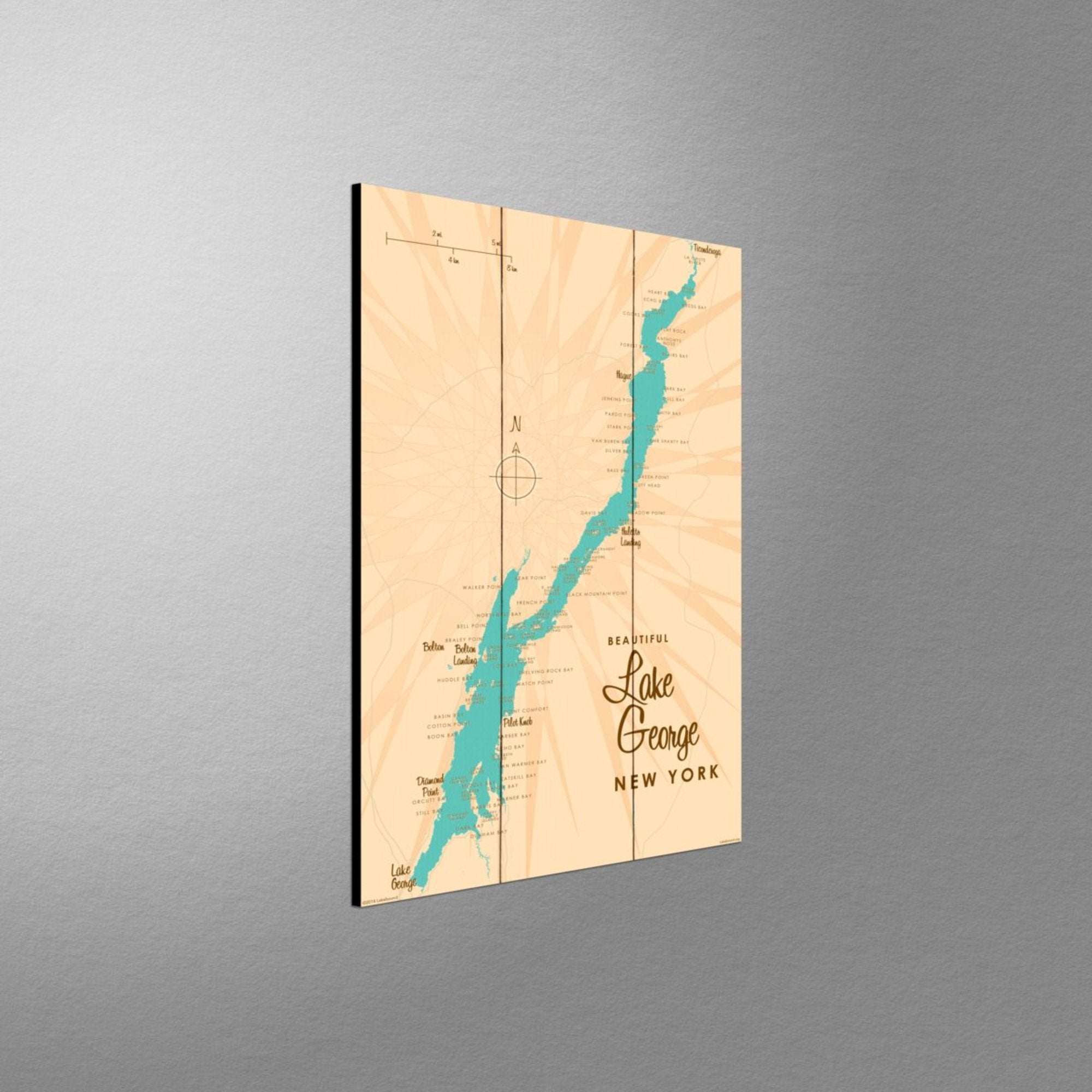 Lake George New York, Wood Sign Map Art