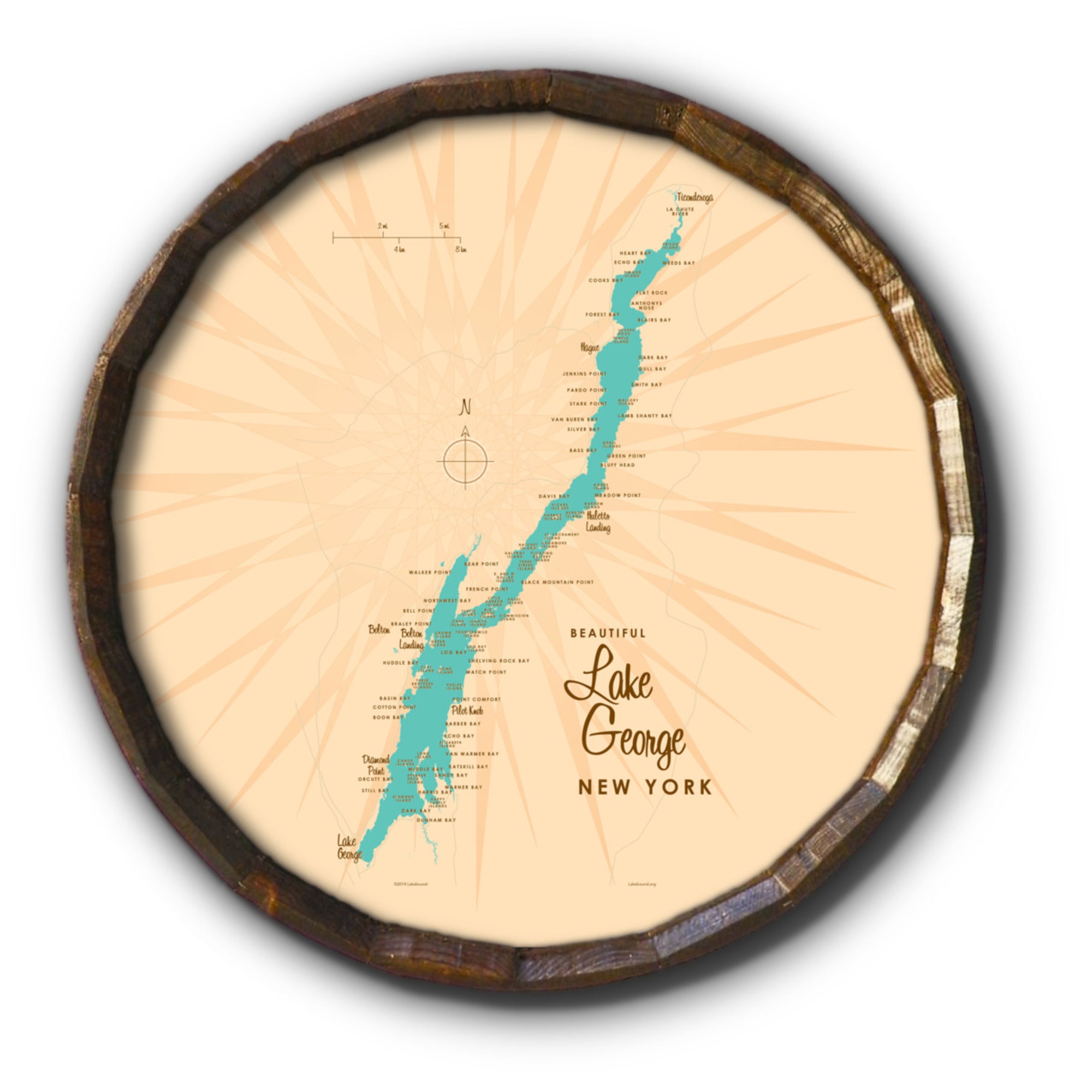 Lake George New York, Barrel End Map Art