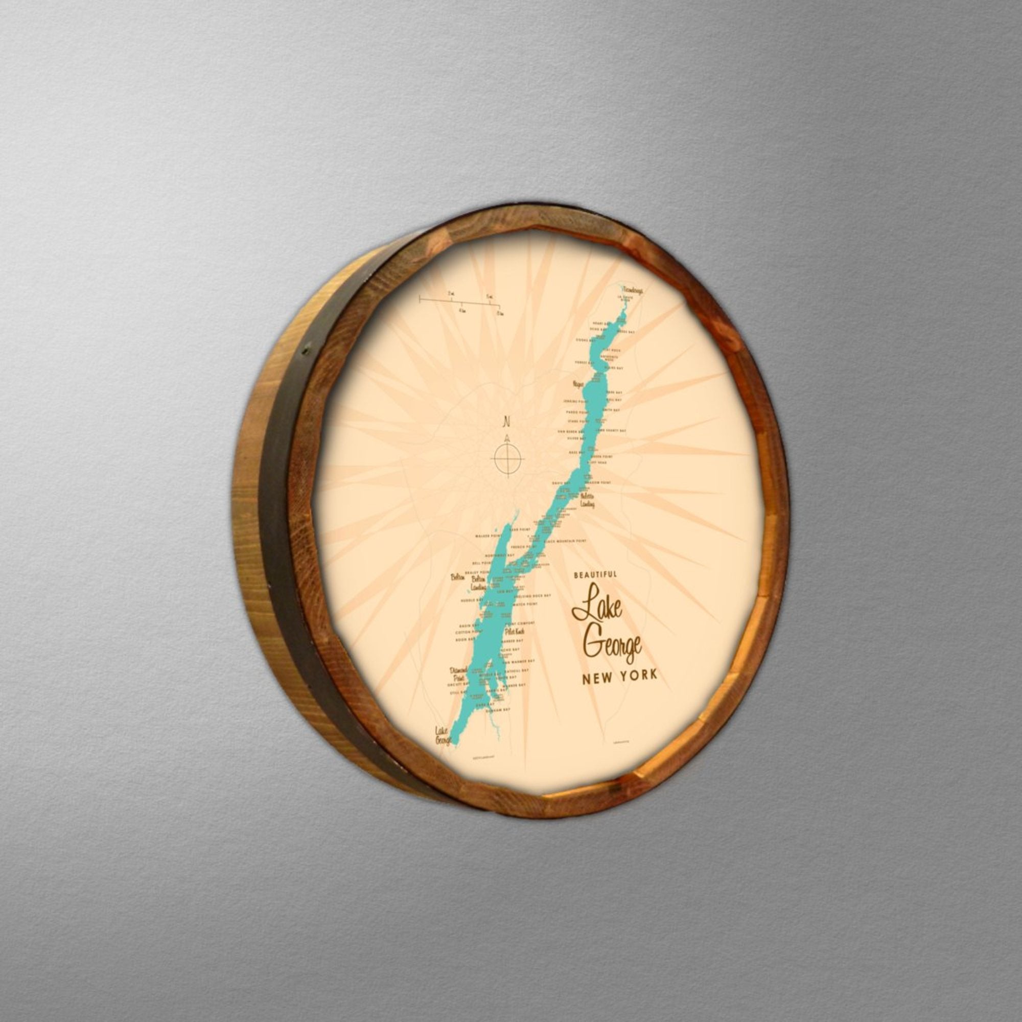 Lake George New York, Barrel End Map Art