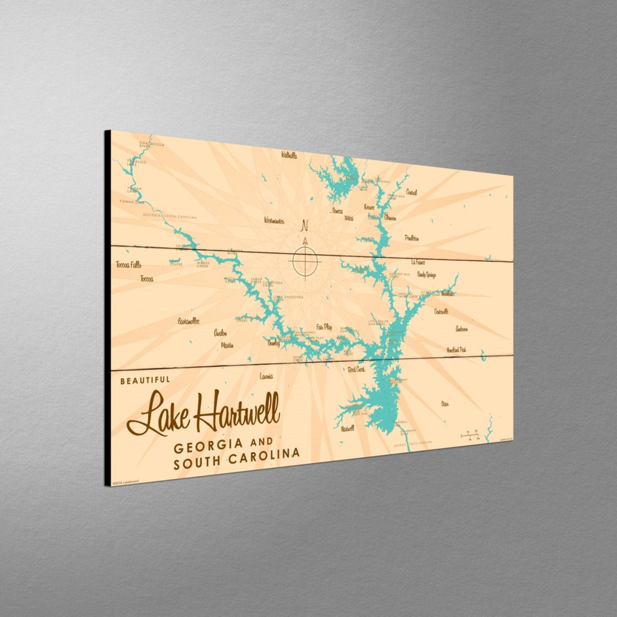 Lake Hartwell, Wood Sign Map Art