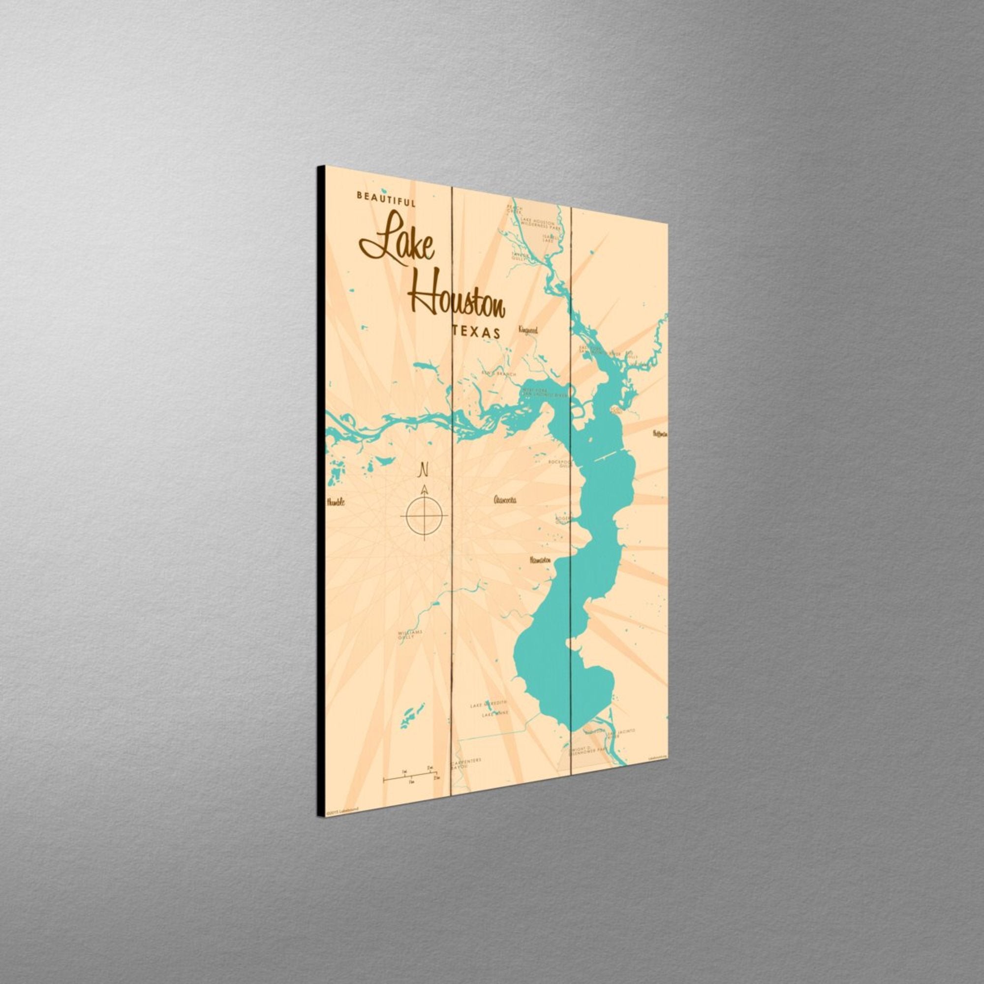 Lake Houston Texas, Wood Sign Map Art