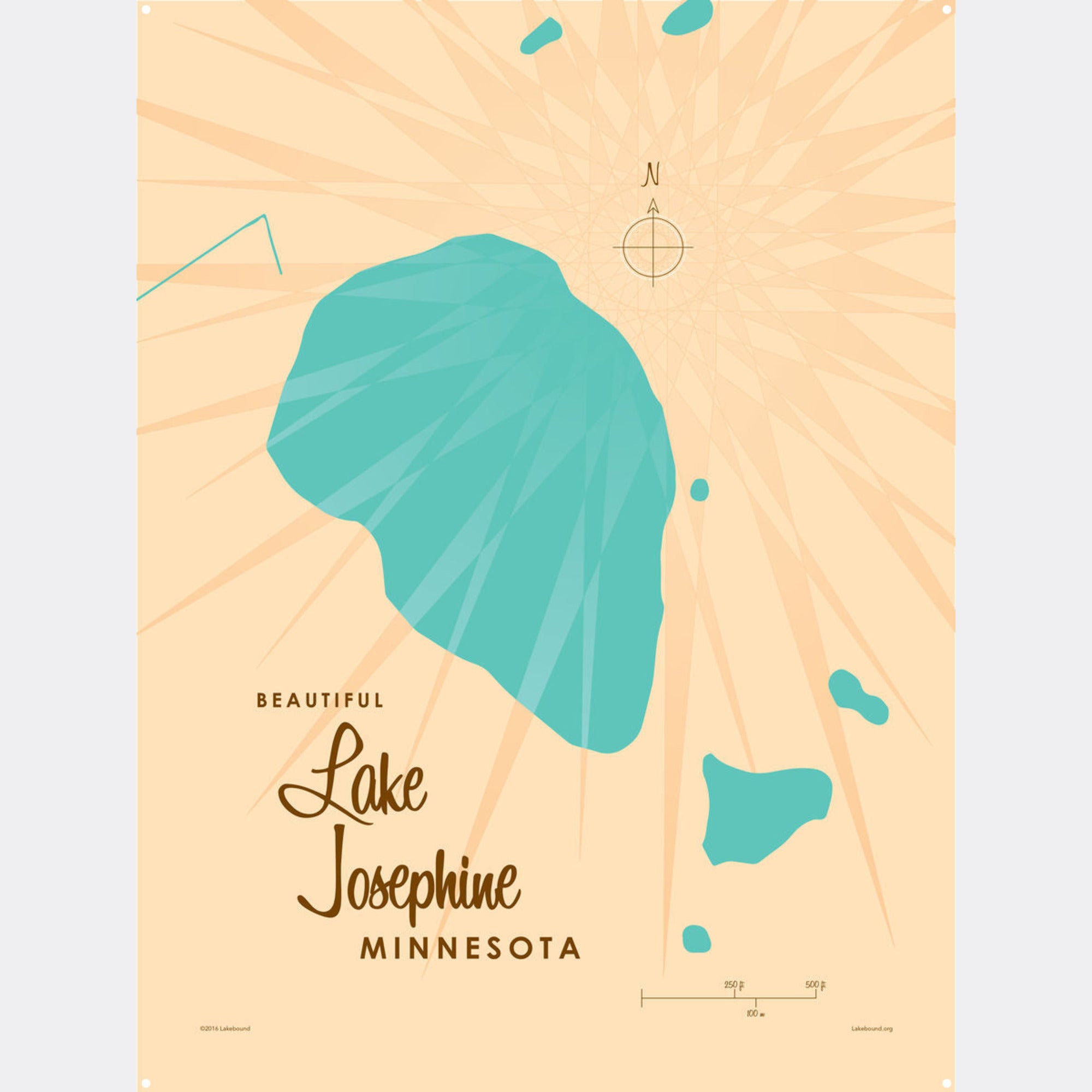 Lake Josephine Minnesota, Metal Sign Map Art
