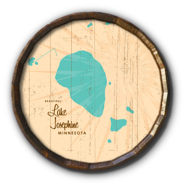 Lake Josephine Minnesota, Rustic Barrel End Map Art