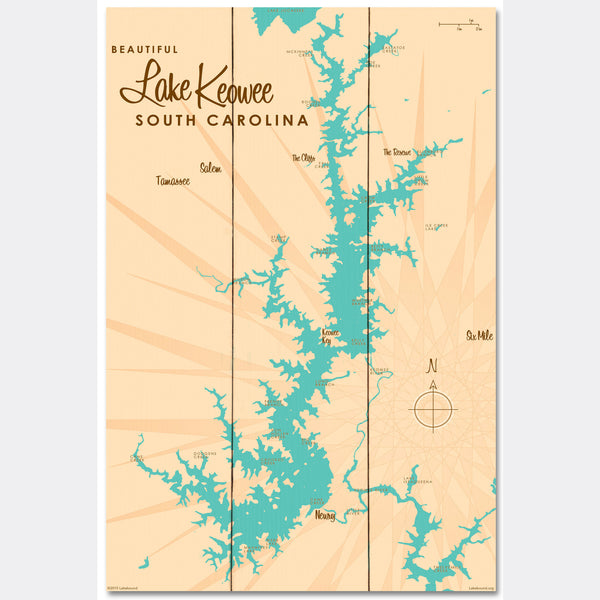Lake Keowee South Carolina, Wood Sign Map Art