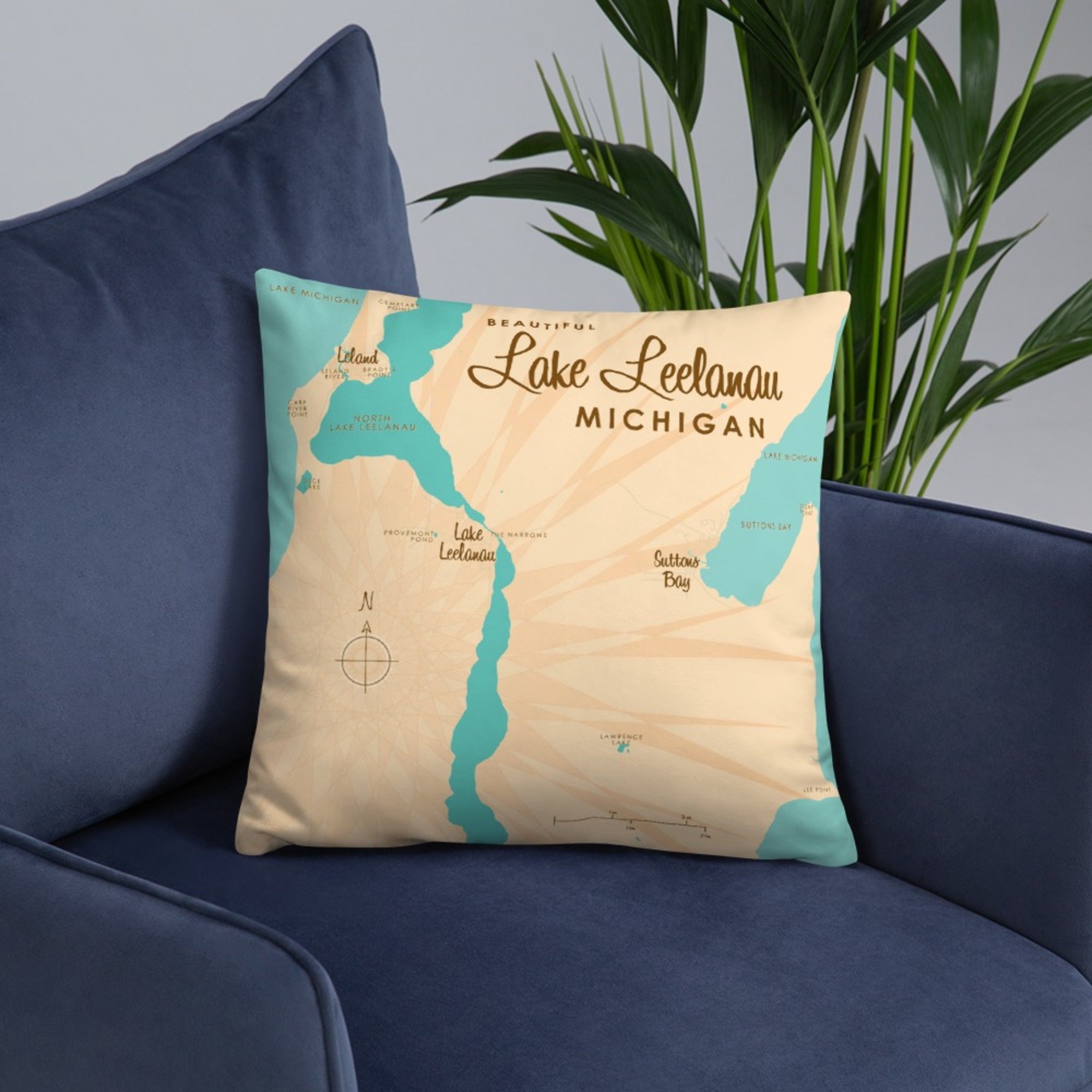 Lake Leelanau Michigan Pillow