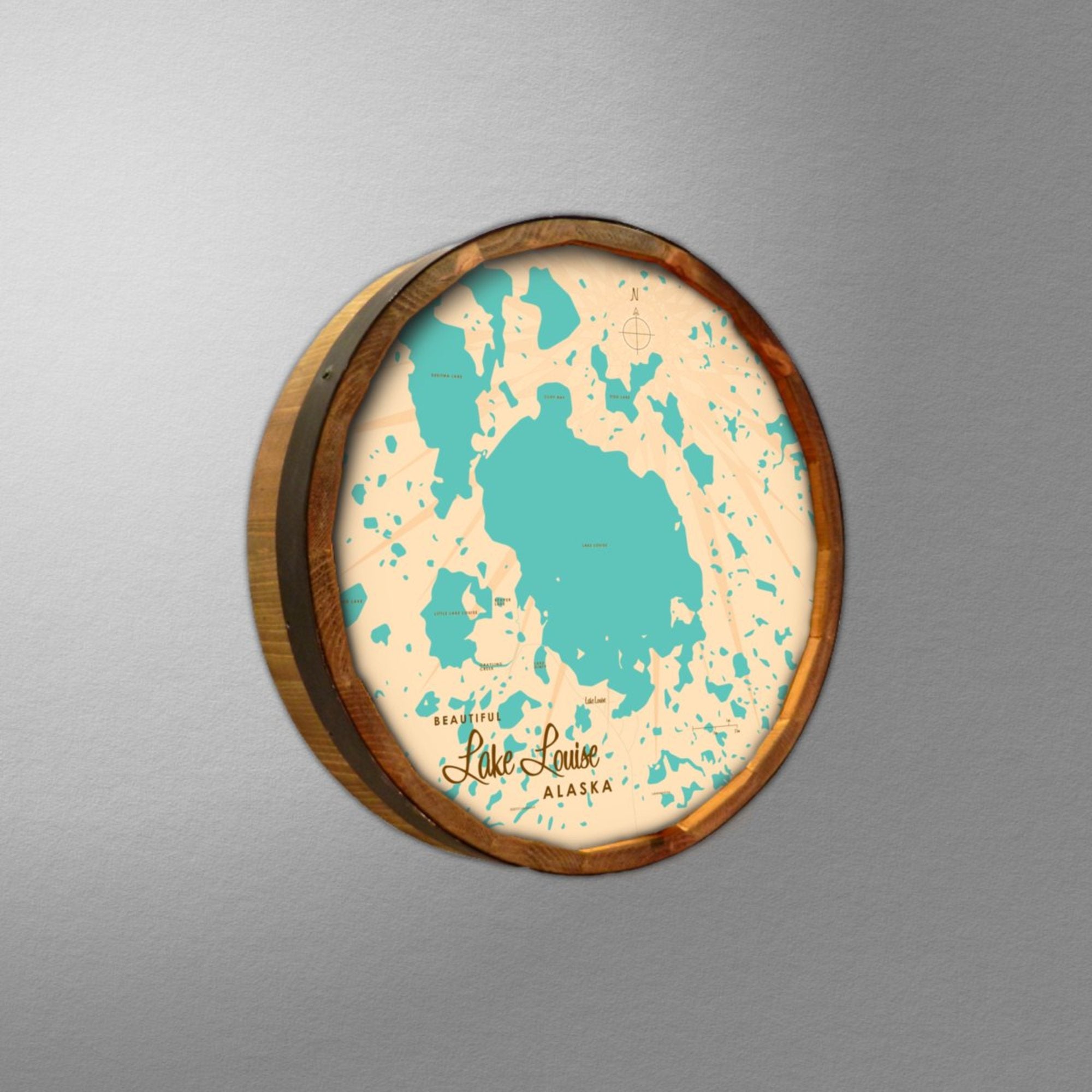 Lake Louise Alaska, Barrel End Map Art
