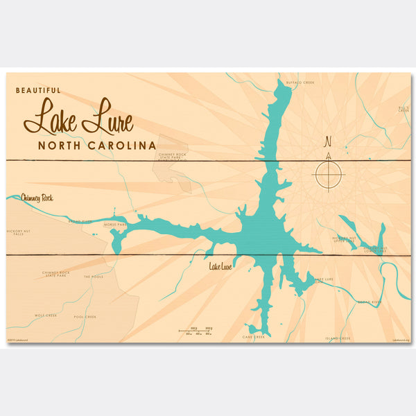 Lake Lure North Carolina, Wood Sign Map Art