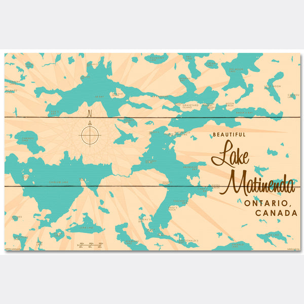 Lake Matinenda Canada, Wood Sign Map Art