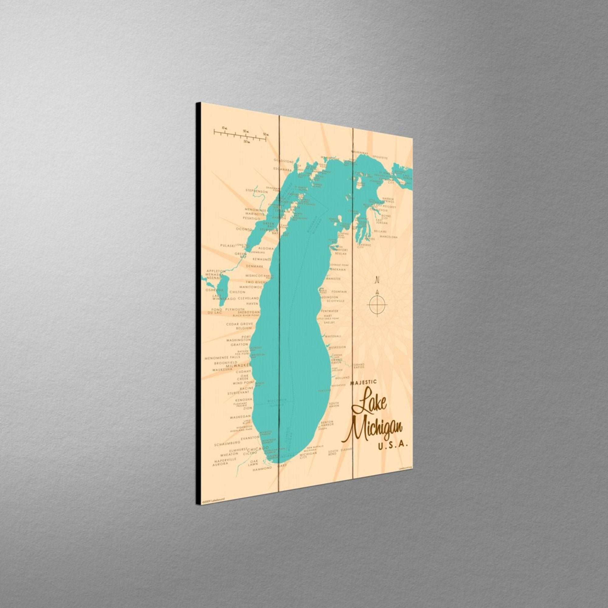 Lake Michigan Michigan, Wood Sign Map Art