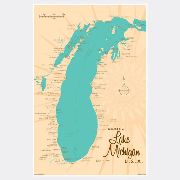 Lake Michigan Michigan, Paper Print