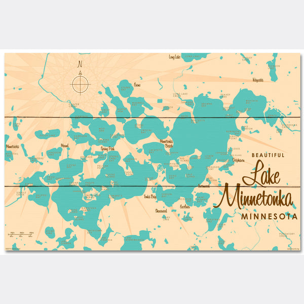 Lake Minnetonka Minnesota, Wood Sign Map Art