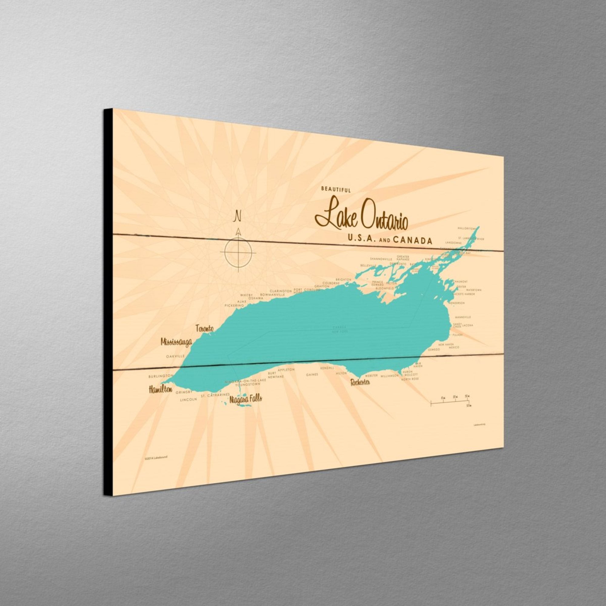 Lake Ontario New York, Wood Sign Map Art