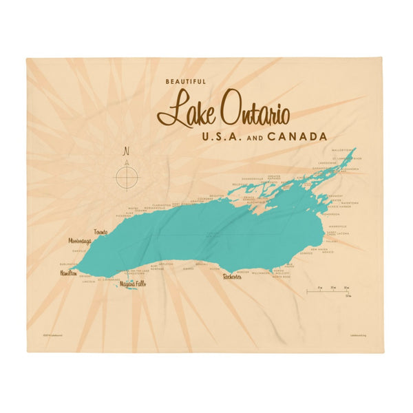 Lake Ontario USA Canada Throw Blanket