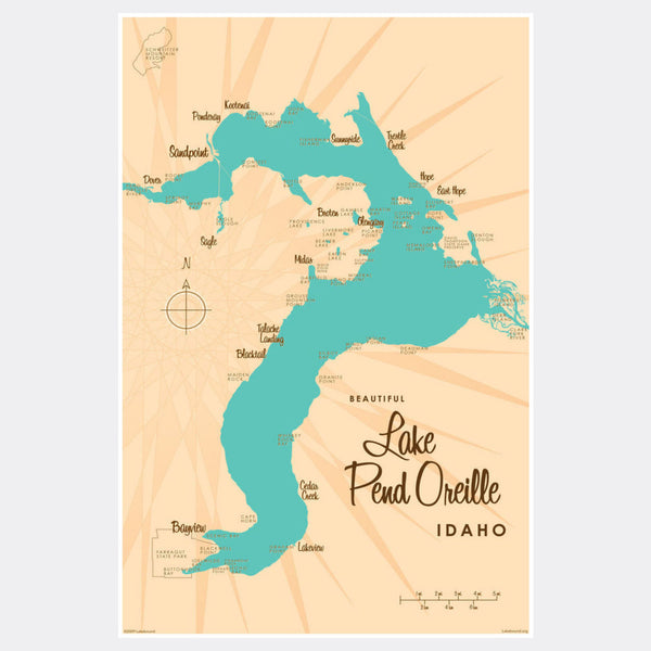 Lake Pend Oreille Idaho, Paper Print