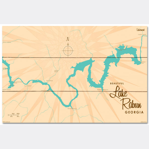 Lake Rabun Georgia, Wood Sign Map Art