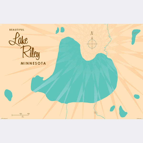 Lake Riley Minnesota, Metal Sign Map Art