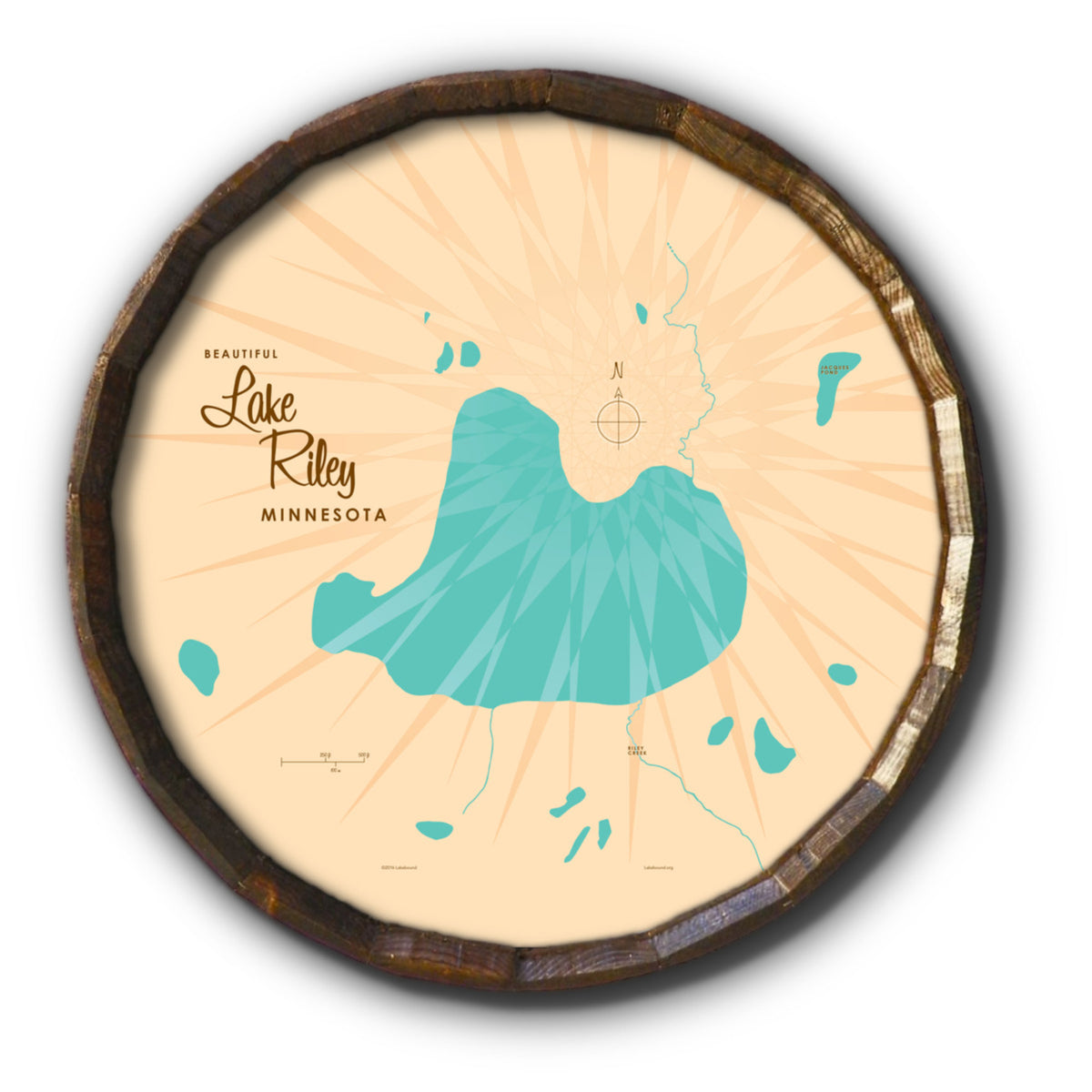 Lake Riley Minnesota, Barrel End Map Art – Lakebound®