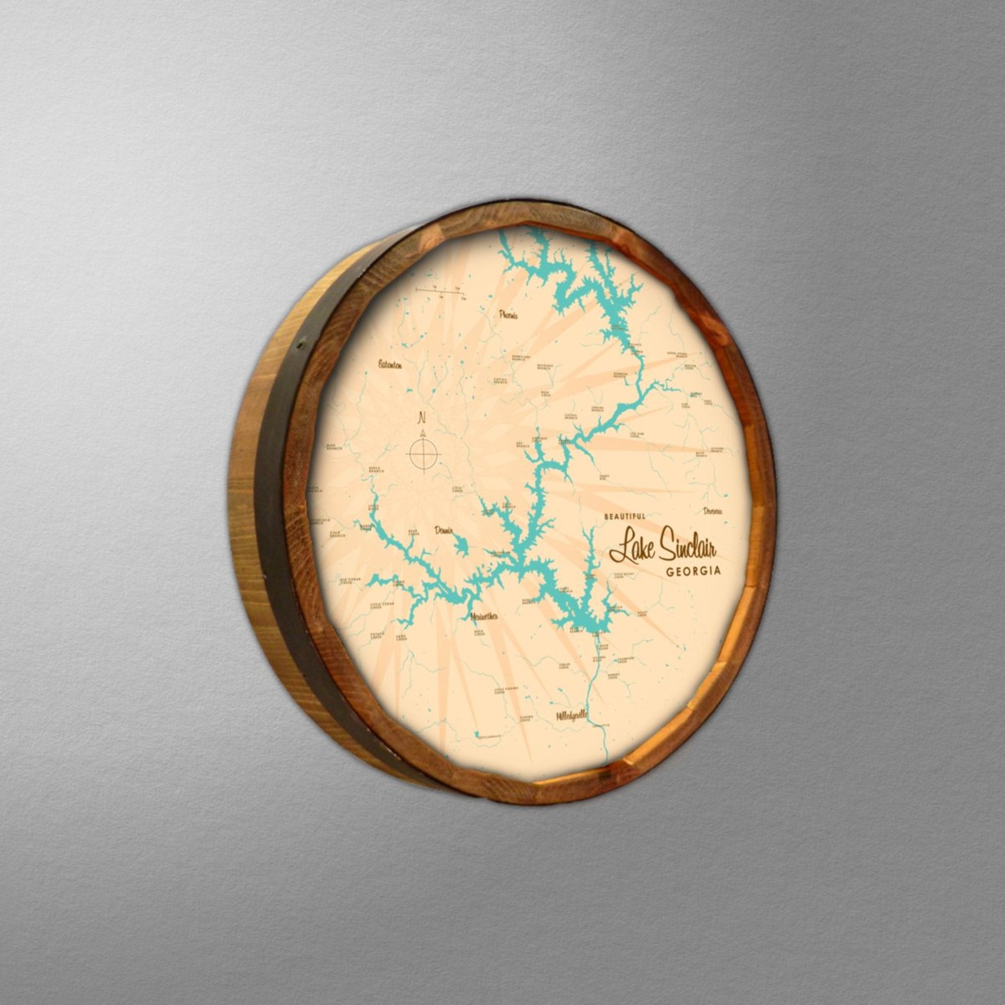Lake Sinclair Georgia, Barrel End Map Art