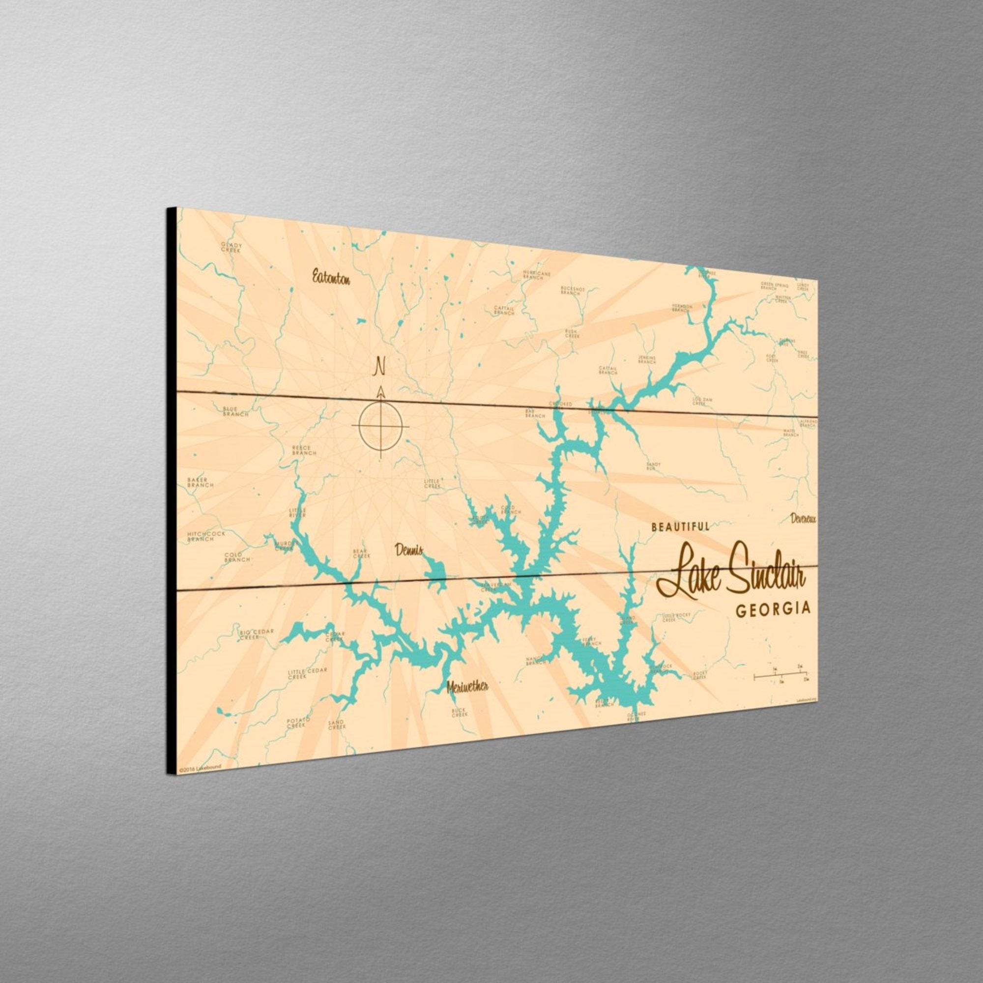 Lake Sinclair Georgia, Wood Sign Map Art